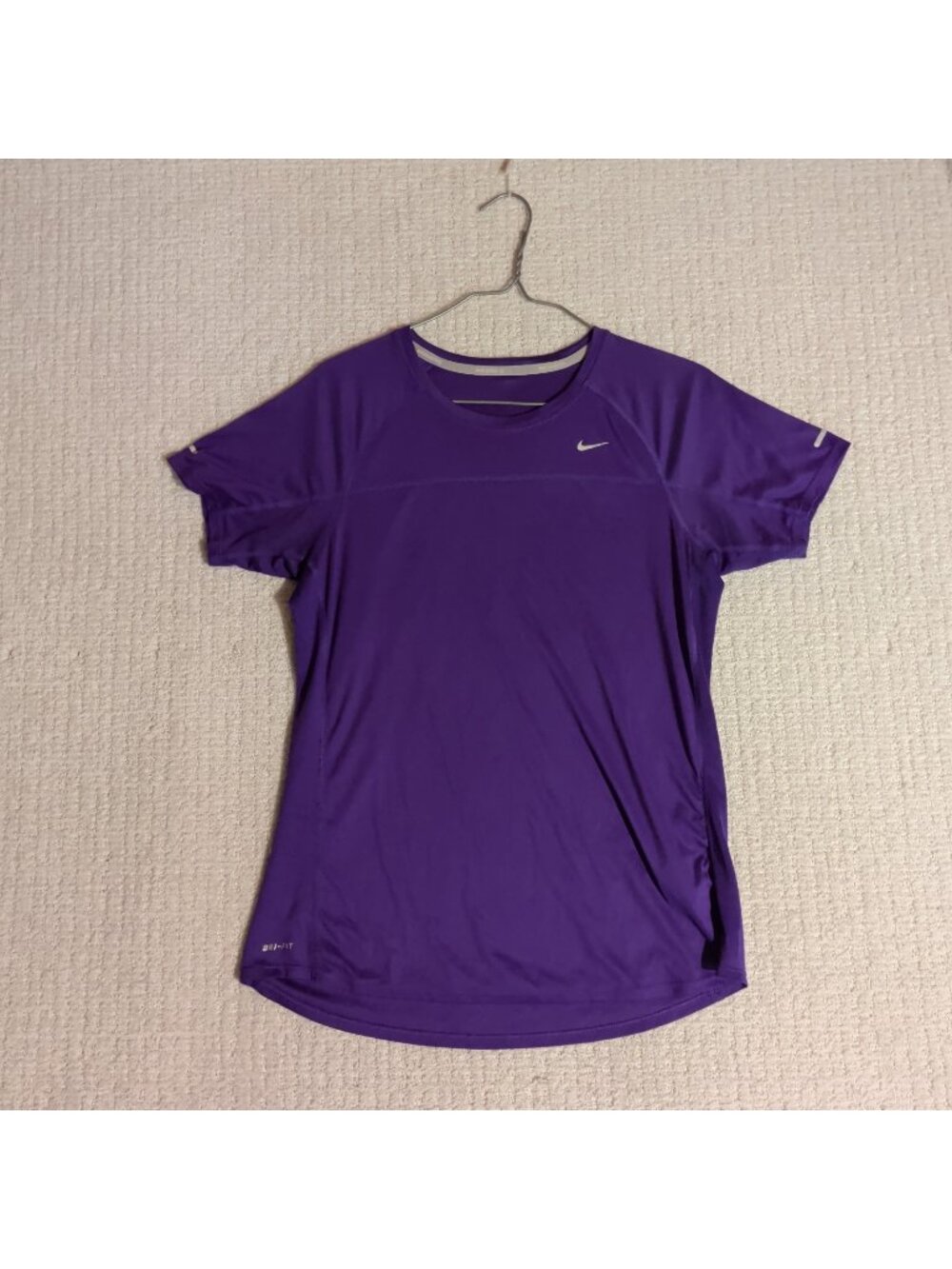 Nike Miler Running Shirt Dri Fit Deep Retro Purple Wom Sz L Running Gym Workout